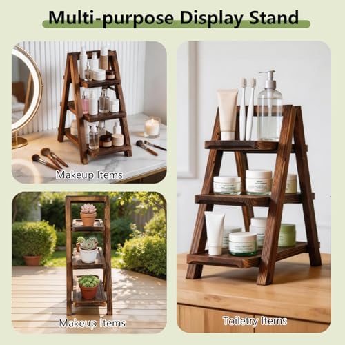 Wooden 3 Tier Cupcake Stand with Flower Vine, Palm Leaves & Decorative Butterflies, Cupcake Holder for Tea Party Supplies, Serving Trays for Party Perfect for Dessert Cups and charcuterie Cups - Image 5