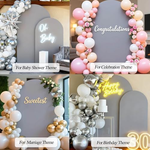 8 FT Arch Backdrop Cover, Wedding Light Grey Arch Covers Stretchy Backdrop Spandex Fitted for Chiara Stand Birthday Baby Shower Party Ceremony Decoration Light Grey 8FT - Image 5