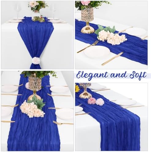 16 Pack Royal Blue Cheesecloth Table Runners 20x120 Inch Gauze Table Runner Cheese Cloth 10FT Blue Table Runner Rustic Sheer Runner for Wedding Birthday Party Baby Shower Table Decor - Image 3
