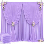 20ft x 12ft Lavender Backdrop Curtains Wrinkle Free Backdrop Curtain for Wedding Parties Lilac Fabric Backdrops Drapes Back Drop Cloth Bridal Shower Stage Curtains Wedding Decorations for Reception by Tao-GePartyDecorations