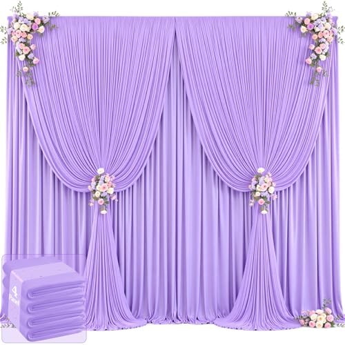 20ft x 12ft Lavender Backdrop Curtains Wrinkle Free Backdrop Curtain for Wedding Parties Lilac Fabric Backdrops Drapes Back Drop Cloth Bridal Shower Stage Curtains Wedding Decorations for Reception by Tao-GePartyDecorations
