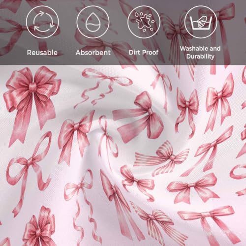 Pink Ribbon Bow Cloth Napkins Set of 6, Fantasy Sweet Bows Modern Abstract Washable Reusable Dinner Cocktail Napkin for Kitchen Party Wedding Banquet Holiday Baby Shower Table Decor - Image 6