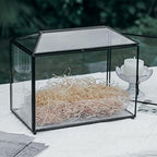 NCYP Small Wedding Glass Cards Box with Slot and Lock, 10.2 x 5.9 x 7.9 Inch, Black Geometric Cards Holder for Micro Wedding Reception, Wishing Well - Slot Length 6.3'' (Glass Box Only) - Image 2