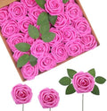 Artificial Flowers Realistic Roses, Real Looking Fake Roses with Stem for DIY Wedding Bouquets Centerpieces Bridal Shower Party Home Romantic Decorations (Hot Pink, Regular 3" - 200pcs) by BringmoreJoyinyourlife