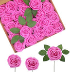 Artificial Flowers Realistic Roses, Real Looking Fake Roses with Stem for DIY Wedding Bouquets Centerpieces Bridal Shower Party Home Romantic Decorations (Hot Pink, Regular 3" - 200pcs) by BringmoreJoyinyourlife