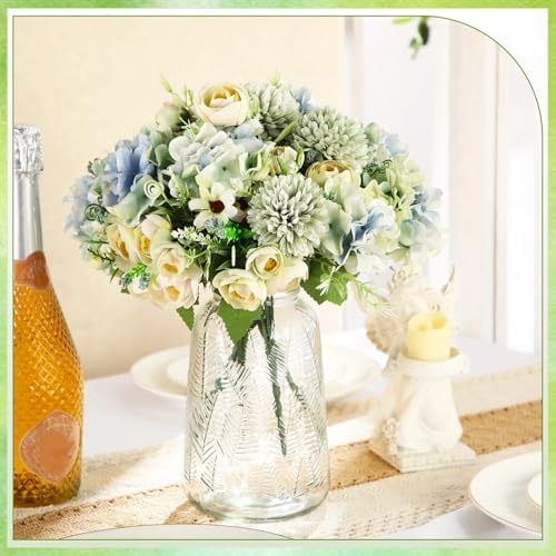 Tigeen 12 Bundles Peonies Artificial Flowers Faux Roses, Green - Image 4