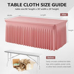 Wish Care 2 Pack Dusty Rose Spandex Table Clothes for 8 Foot Rectangle Tables, 8FT Wrinkle Free Fitted Tablecloths Ruffles Design Table Cloth for Party, Banquet, Wedding and Events - Image 5