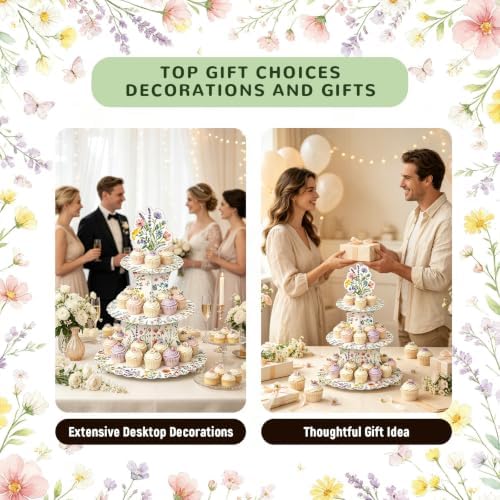 3 Tier Cardboard Cupcake Stand for 24 Cupcakes,Wildflower Party Decorations - Image 7