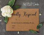 50 Blank RSVP Cards with Kraft Envelopes Rustic Kraft 4"x6" Response Cards-RSVP Reply Card for Wedding-Bridal Shower-Baby Shower-Rehearsal Dinner - Image 4