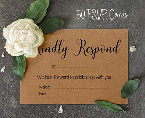 50 Blank RSVP Cards with Kraft Envelopes Rustic Kraft 4"x6" Response Cards-RSVP Reply Card for Wedding-Bridal Shower-Baby Shower-Rehearsal Dinner - Image 4