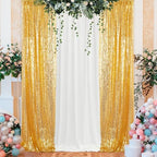 4 Panels 2FTx8FT Gold & Silver Sequin Backdrop Curtain | Sparkling Party Decor | Photo Booth Background for Events, Weddings, and Celebrations - Image 4