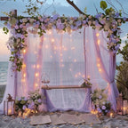 Tulle Backdrop Curtains with Lights Lavender 10x10ft Sheer Curtain Backdrop - Image 6