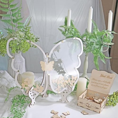 Ftupza Guest Book Alternative with 80 Wooden Butterflies by Ftupza