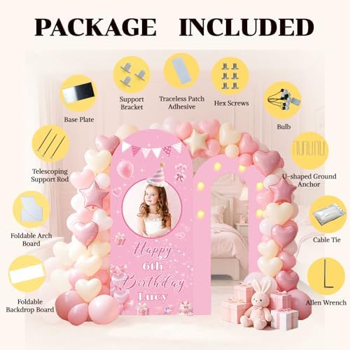 6.6FT Custom Foam Arch Backdrop Board with Photo, Name Customized 6FT Foam Board Backdrop for Parties Birthday Celebrations, Customized Decor Gifts for Women Her - Image 5