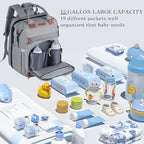 Diaper Bag Backpack with Changing Station, Grey - Image 2