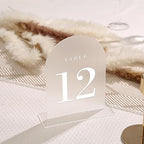UNIQOOO Frosted Arch Wedding Table Numbers with Stands 1-30, 5x7" Acrylic Display Signs and Holders, Pack of 30, Perfect for Centerpiece, Reception, Decoration, Party, Anniversary, Event - Image 3