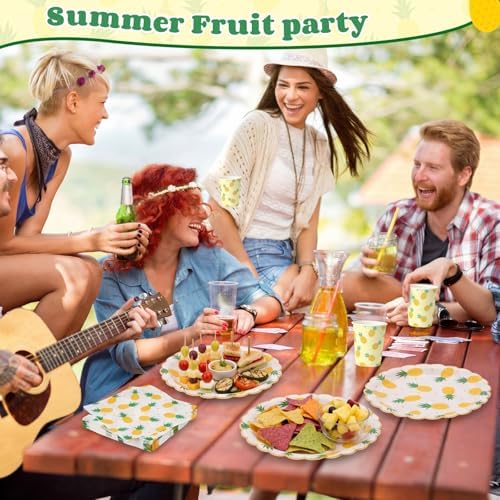 Funnymoom 400 Pcs Pineapple Party Supplies for 50 Guest Summer Fruit Disposable Plates Napkin Cup Spoon Fork Knives for Outdoor Picnic Birthday Baby Bridal Shower Holiday Party Supplies - Image 5