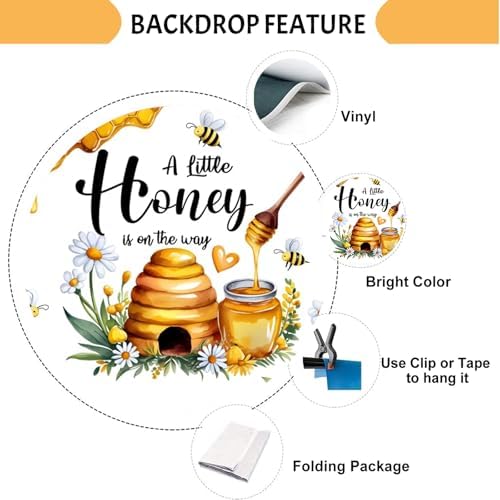 Yeele 15x10ft Bee Baby Shower Backdrop for Photography A Little Honey is on The Way Vinyl Background Daisy Flowers Honeycomb Newborn Party Decoration Banner Photo Portrait Shoot Props - Image 4