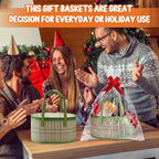 Tioncy 6 Set Woven Bamboo Gift Baskets with Handles Empty, Green - Image 5
