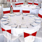 VitalCozy 100 Pcs Spandex Chair Sashes with Crown Buckle,Red - Image 6
