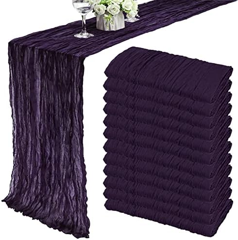 35x120 Inch Dark Purple Cheesecloth Table Runner Gothic Wedding Party Decor by Fivenl