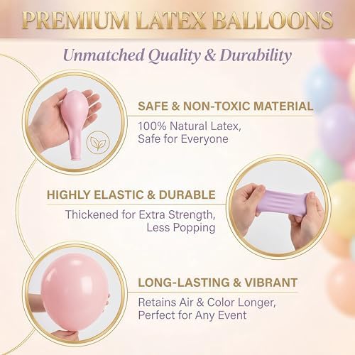 Pastel Balloon Column Kit Set of 2 With Macaron Latex Balloons Stand Included - Base,Pole,Balloon Tower Backdrop Decoration for Wedding,Baby Shower,Bridal,Graduation,Birthday,Easter Party,Bachelorette - Image 5