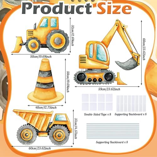 4 Pcs Construction Party Decoration Large 23.62 Inch Construction Cardboard Cutout, Truck Themed Birthday Decorations Photobooth Props Backdrop Yard Signs for Lawn Garden Classroom Decor - Image 3