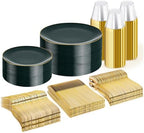 WDF 300Pcs Green Plates Disposable - Heavy Duty Green Plates for 50 Guest Green Plastic Dinnerware Include 50 Dinner Plate 50 Dessert Plate 150 Cutlery & 50 9oz Cups for Wedding/Birthday Party by WDF