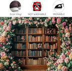15X10FT Bookshelf Flower Photography Backdrop Vintage Bookcase Magic Books Ancient Library Wall Background Flower Girl Kids Birthday Party Decorations Kindergarten Graduation Banner Photo Booth Props - Image 6