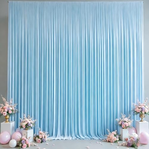 10x10FT Backdrop Curtains with Rod Pockets - Wrinkle Free Photo Stage Backdrop 2 Panels Curtains Drapes for Photography Wedding Party Baby Shower Decorations (Blue) by Unknown