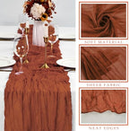 12 Pcs Cheesecloth Table Runner 10FT Terracotta Runner for Tables Gauze Fabric 35 x 120 Inches Long Boho Table Runner Decor Rustic Sheer Runner for Wedding Birthday Bridal Shower Party (Terracotta) - Image 2