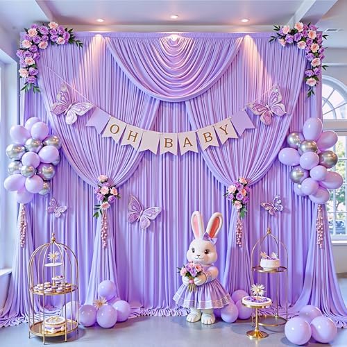 40x8ft Purple Backdrop Curtain for Parties Lavender Wrinkle Free Fabric Backdrop Curtain Wedding Photo Backdrop Drapes for Girls Baby Shower Bridal Shower Photography Lilac Back Drop 8 Panels 5x8FT - Image 4