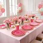 Pink Plates and Napkins Party Supplies Set for 48 Guests - Image 5