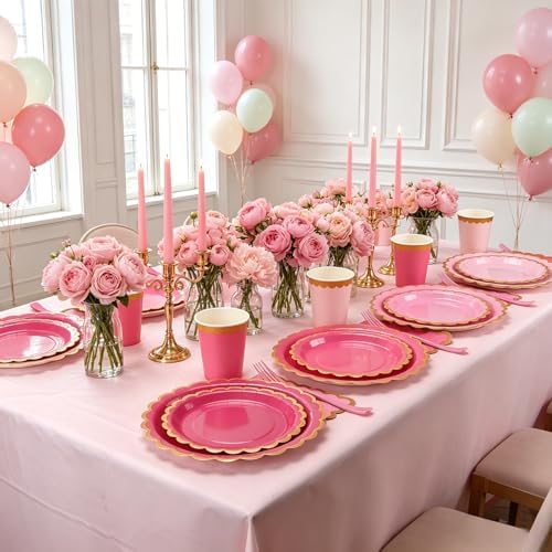 Pink Plates and Napkins Party Supplies Set for 48 Guests - Image 5