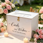 Large Card Box with Lock, Elegant White Wedding Card for Reception - Image 7