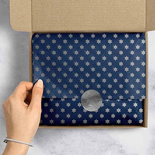 Jillson & Roberts 20" x 30" Printed Hanukkah Gift Tissue, Judaic Stars (48 Folded Sheets) - Image 4