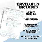 Custom Baby Shower Invites Twinkle Baby Boy Shower Invitations 20 5x7 Personalized Little Star Invites With Envelopes - Unique Blue and Silver Star Baby Shower Cards - Image 6