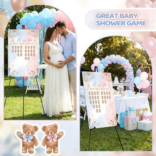 Yousoontic 15.8 x 23.6 Inch Bear Gender Reveal Voting Board with Easel Display Stand Bear Gender Reveal Decorations Bears Baby Shower Games Boy or Girl Party Supplies - Image 3