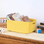 MiniArk Large Storage Baskets for Organizing, 17 x 13 x 7.5” Closet Shelf Baskets for Clothes Blanket Towels, Baby Nursery, Toy Bins Box, Woven Rope Baskets, 4 Packs Yellow - Image 5