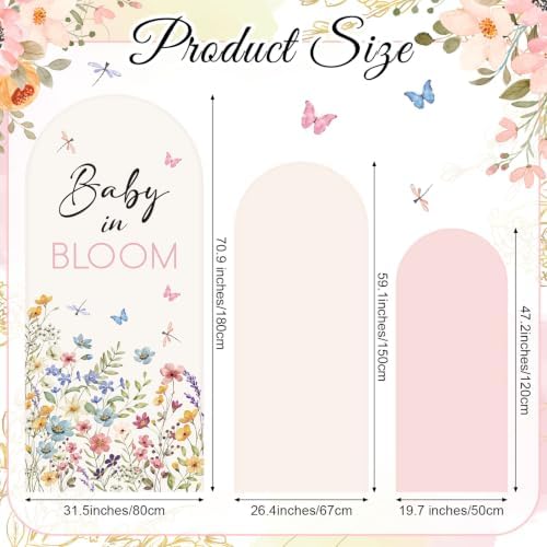 DERTE 3 Pcs Baby in Bloom Arch Backdrop Cover - Image 2