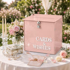 OurWarm Pink Wedding Card Box with Lock, Acrylic Gift Card Box for Party - Image 5