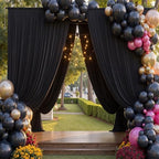 10ftx12ft Wrinkle Free Black Backdrop Curtain for Wedding Parties, 2 Panels 5x12 ft Long Silky Polyester Fabric Backdrop Drapes Black Photo Back Drop Cloth for Birthday Photography Background - Image 2