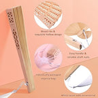 Qunclay 60 Pcs Wooden Hand Fans for Wedding Guest Favors,Delicate Style - Image 6