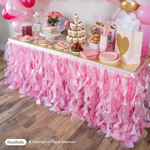 Pink Tutu Table Skirt. 6ft Table Skirt with Double Layer Organza Willows. Princess Party Decorations, Quinceanera Decorations, 1st Baby Girl Birthday Décor, Baby Shower Décor or Gender Reveal - Image 2