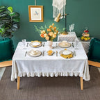 GLORY SEASON Velvet Tablecloth Luxurious Solid Rectangle Table Cloth,Oblong Retro Farmhouse Ruffle Tablecloths Washable Table Cover for Party Wedding Baby Shower Kitchen Dinning Tabletop Decoration - Image 4