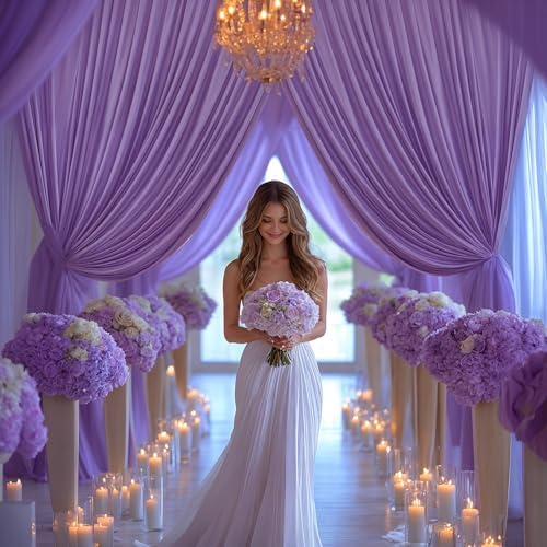 16x10FT Lavender Backdrop Curtains for Wedding Parties, Wrinkle Free Polyester Photography Backdrop Drapes for Wedding Baby Shower Birthday Parties Stage Background Stand Decorations 4x10ft,4 Panels - Image 5