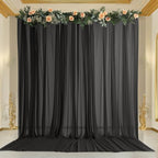 10ft x 10ft Black Backdrop Curtains, Wrinkle-Free Sheer Chiffon Fabric Photo Background Drapes for Wedding Arch Party Ceremony Stage Photography Decorations - Image 2