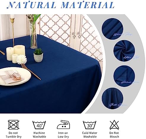 6 Pack Tablecloth 60 x126 inch Polyester Table Cloth for 8 Foot Rectangle Tables,Stain and Wrinkle Resistant Washable Fabric Table Covers Polyester Navy Blue Table Clothes for Wedding,Party,Banquet - Image 5