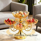 5-layer Divided Rotatable Snack Spinner Serving Tray Cupcake Stand Snackle Box Portable Fruit bowl Storage Organizer for Candy, Fruits, Nuts, Dessert, Gold - Image 3