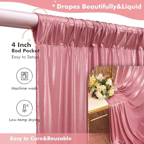 20x10ft Shimmer Rose Gold Sequin Backdrop Curtain for Parties,Thick Wrinkle Free Glitter Backdrop Drapes Rose Photo Back Drop Curtains for Birthday Wedding Party Photography Background-4 Panels 5x10ft - Image 6